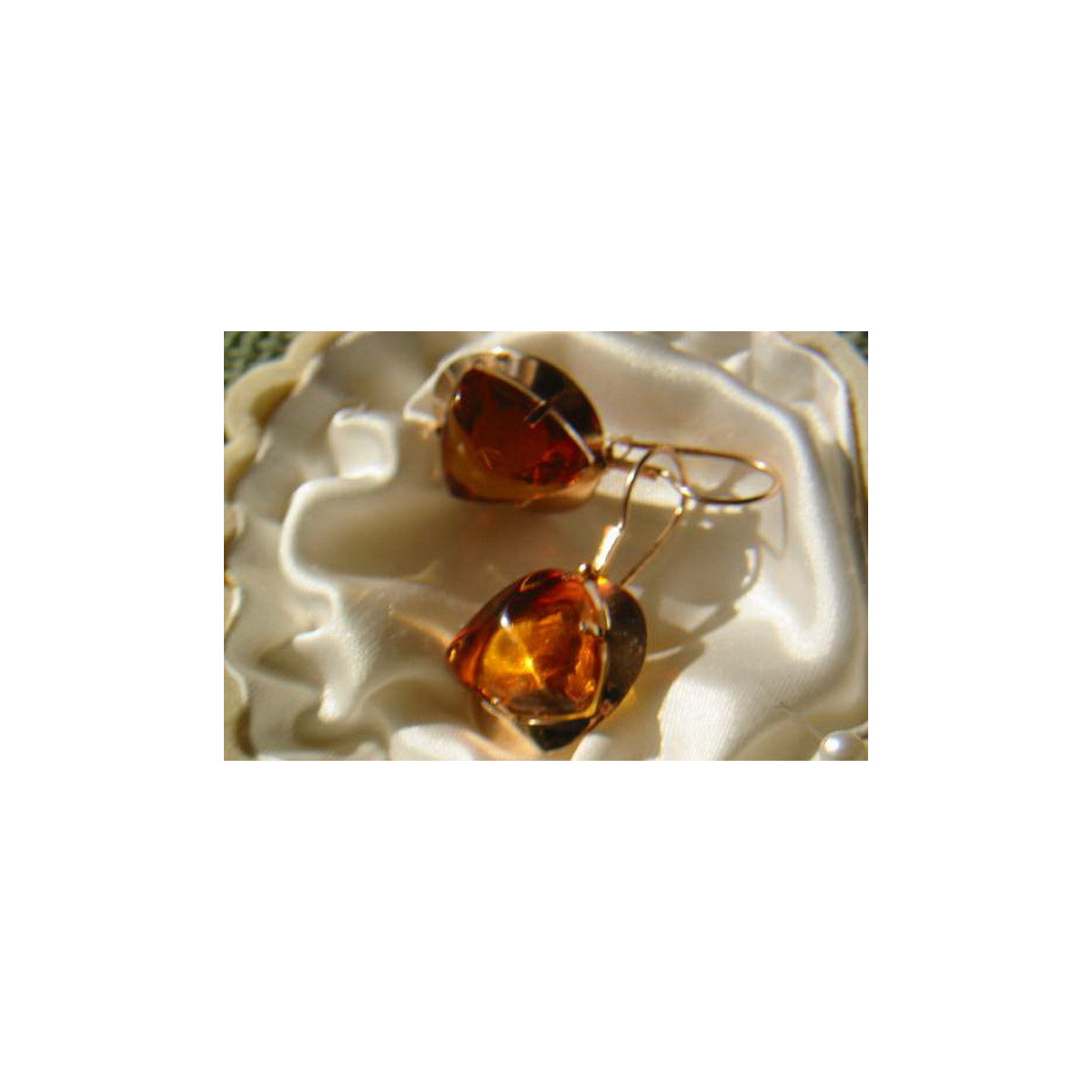 Russian Soviet silver rose gold plated 925 Amber earrings veab006